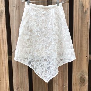 Gorgeous Keepsake Creamy White  Lace Over Tan Lining Handkerchief Skirt, XS